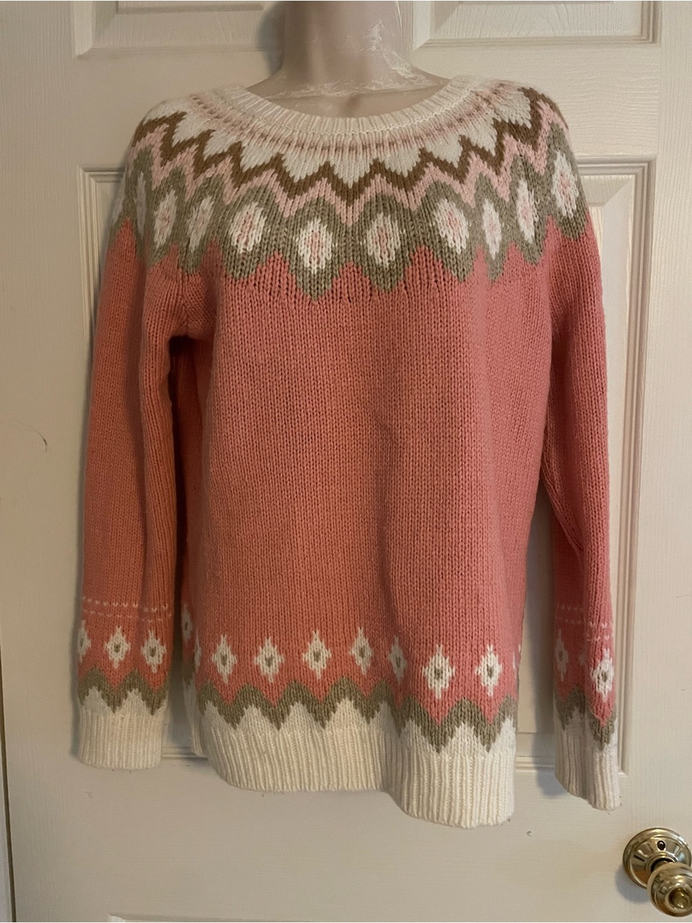 Talbots Cozy Pink Fair Isle Women's Sweater